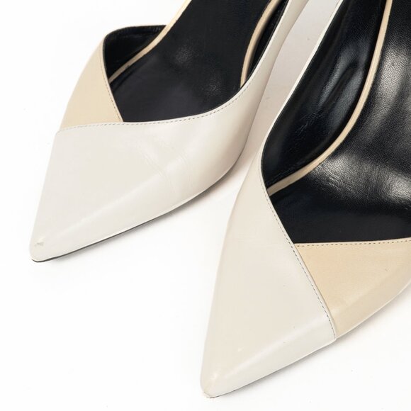 Celine Ivory & Beige Two-Tone Pointed-Toe D'Orsay Pumps - Picture 6 of 9